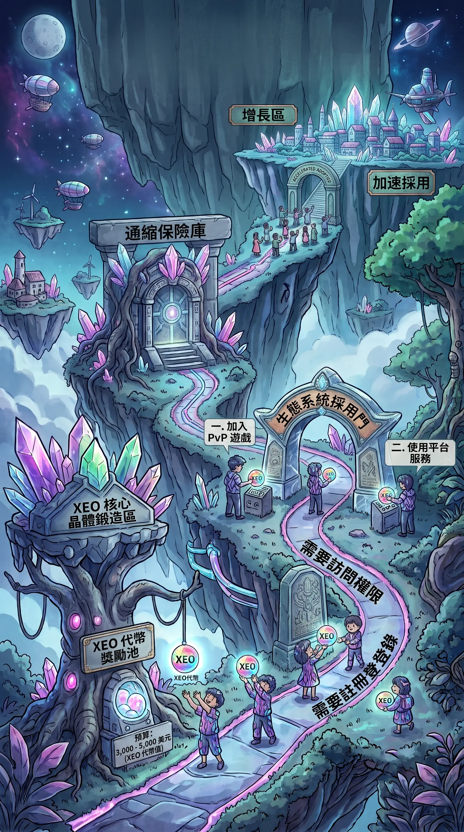 XEO 通缩保险库与核心晶体锻造区——生态系统采用的奖励循环